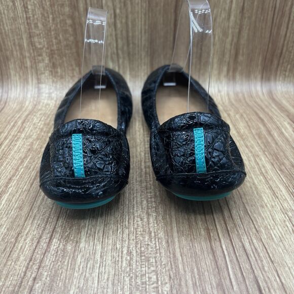 Tieks by Gavrieli Women Size 10 Foldable Ballet Flats Obsidian Black Croc Patent - Picture 4 of 16